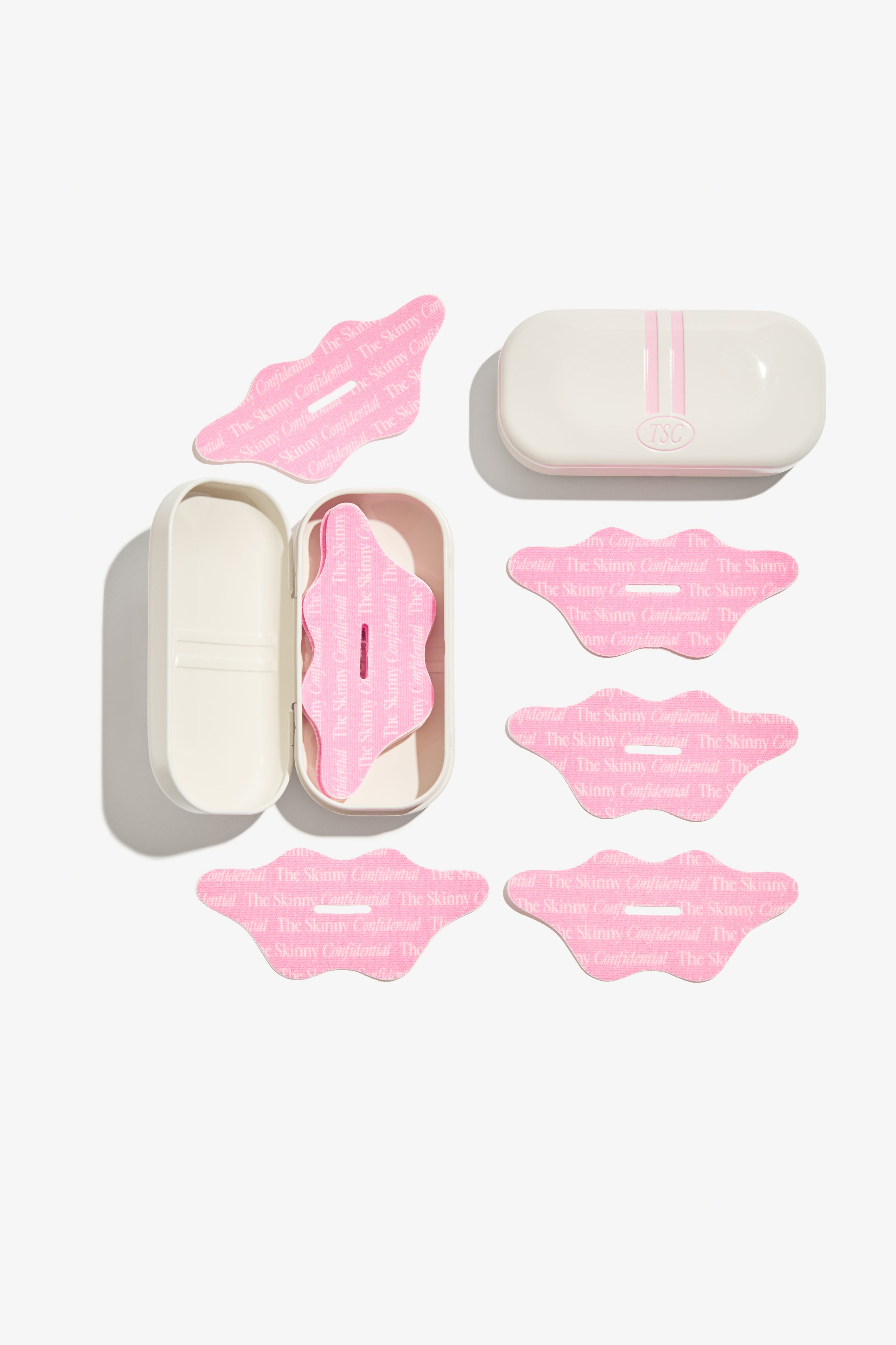 pink face masks in cream case